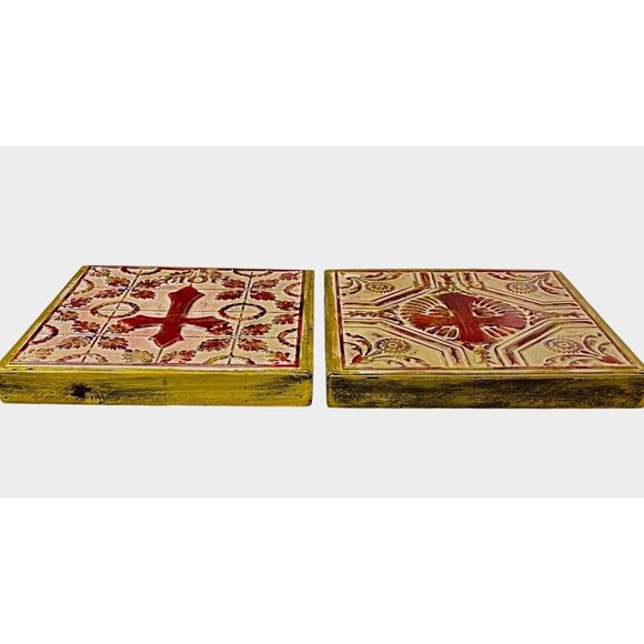 Faith Hope Wall Hanging Decor Religious Tin Metal Wood Rustic 12.5"x12.5"x1.5" - Picture 5 of 6